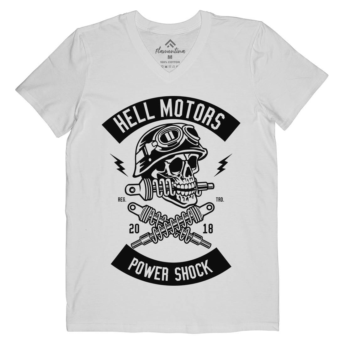 Shock Breaker Skull Mens Organic V-Neck T-Shirt Motorcycles B620