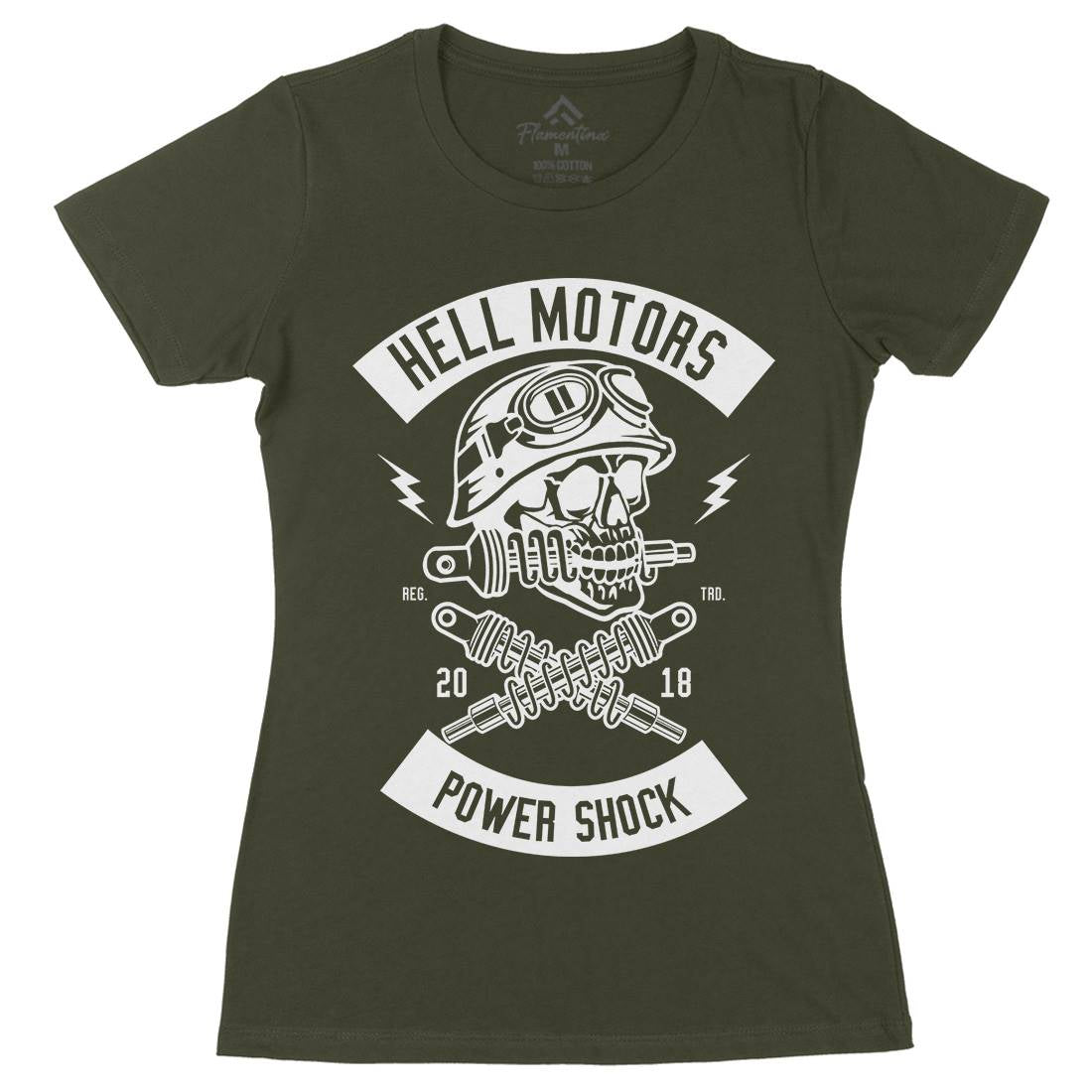 Shock Breaker Skull Womens Organic Crew Neck T-Shirt Motorcycles B620