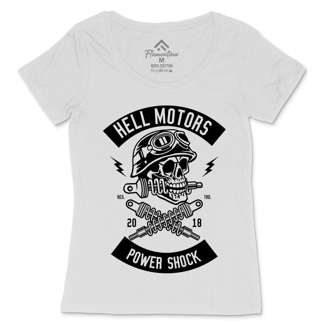 Shock Breaker Skull Womens Scoop Neck T-Shirt Motorcycles B620