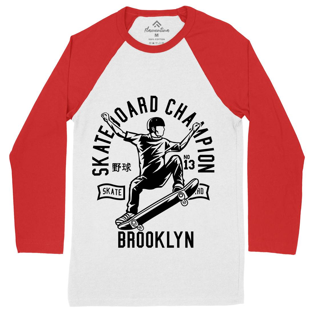 Skateboard Champion Mens Long Sleeve Baseball T-Shirt Skate B622