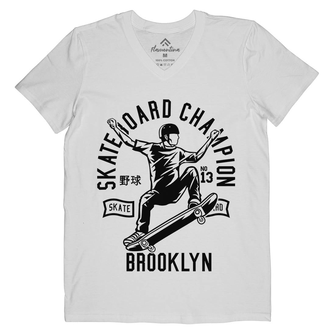 Skateboard Champion Mens V-Neck T-Shirt Skate B622