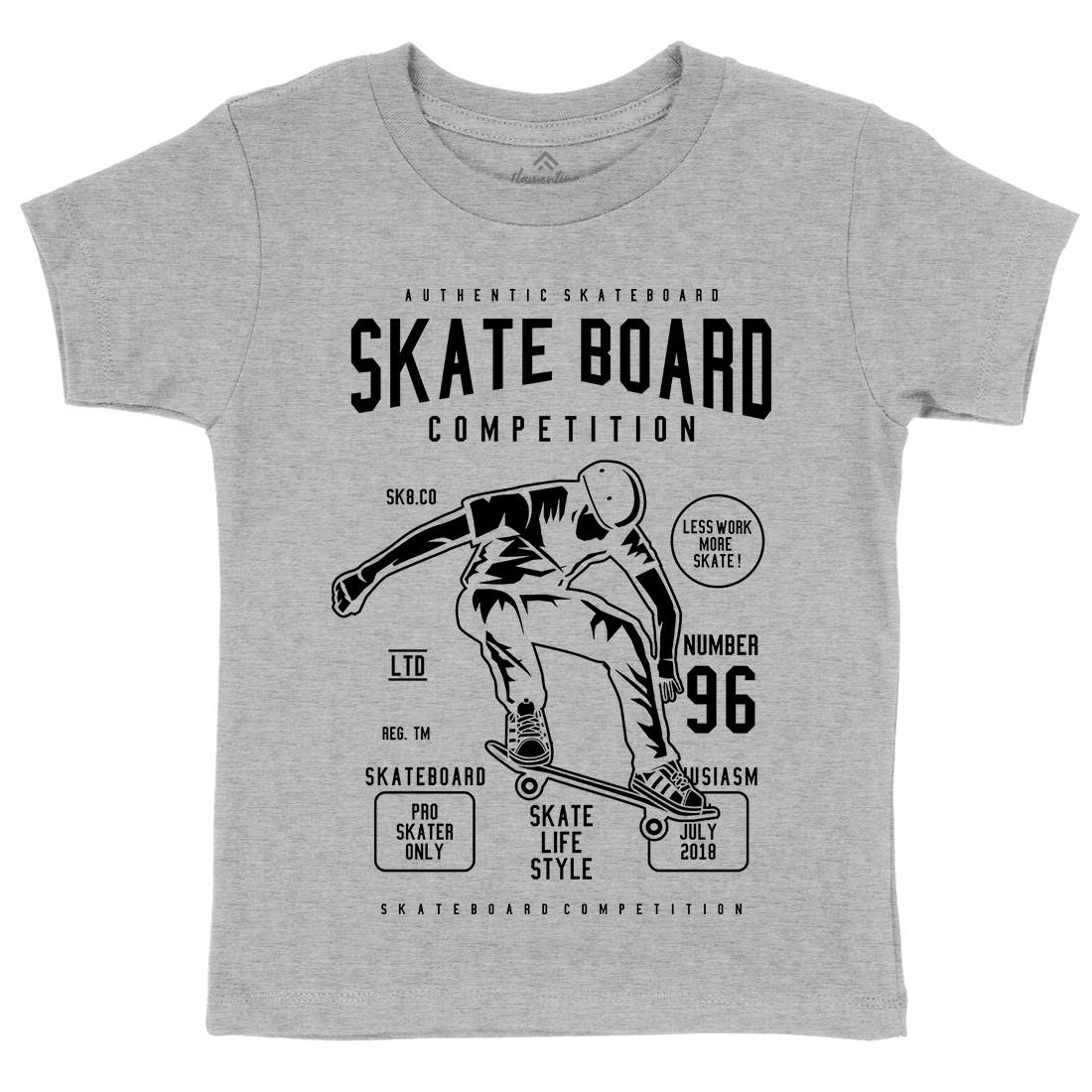 Skateboard Competition Kids Organic Crew Neck T-Shirt Skate B623