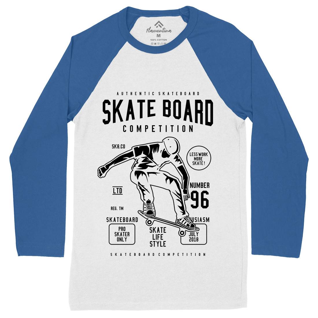 Skateboard Competition Mens Long Sleeve Baseball T-Shirt Skate B623