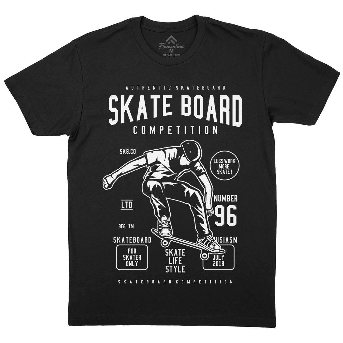 Skateboard Competition Mens Organic Crew Neck T-Shirt Skate B623