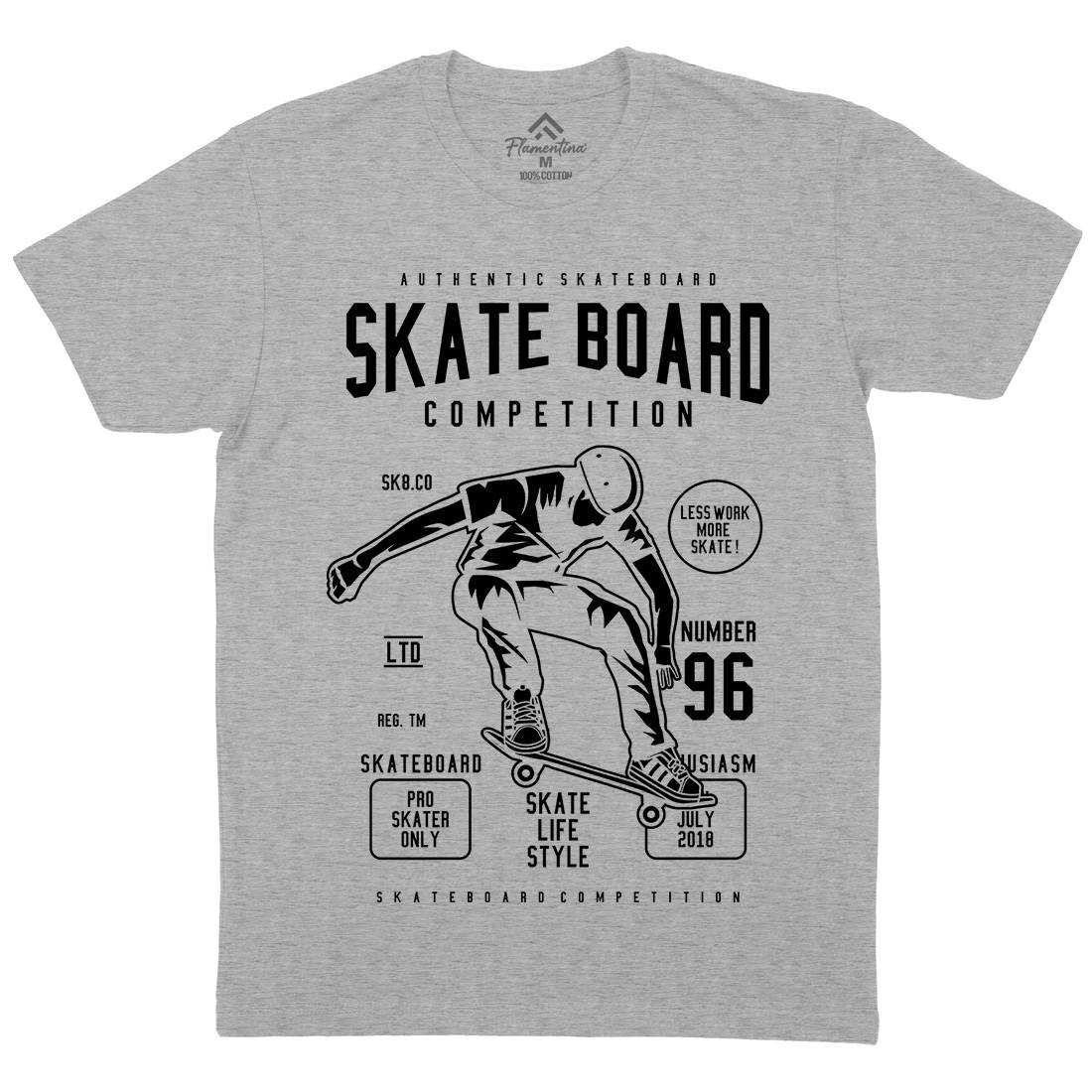 Skateboard Competition Mens Organic Crew Neck T-Shirt Skate B623