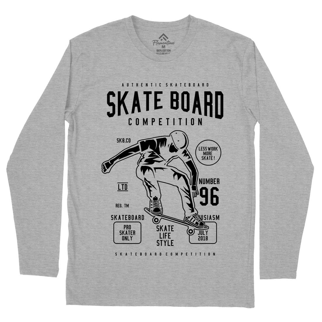 Skateboard Competition Mens Long Sleeve T-Shirt Skate B623