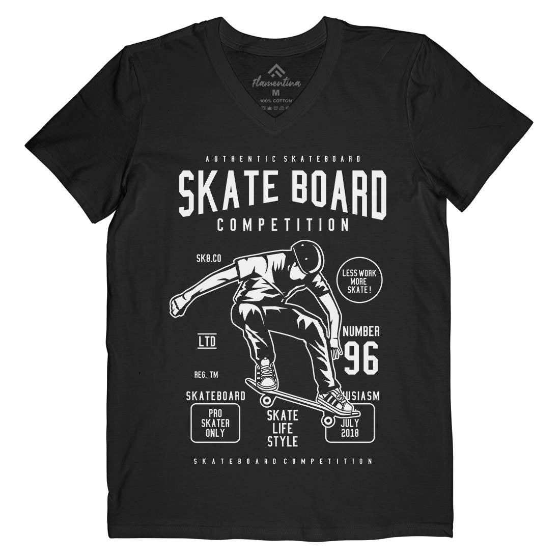 Skateboard Competition Mens Organic V-Neck T-Shirt Skate B623
