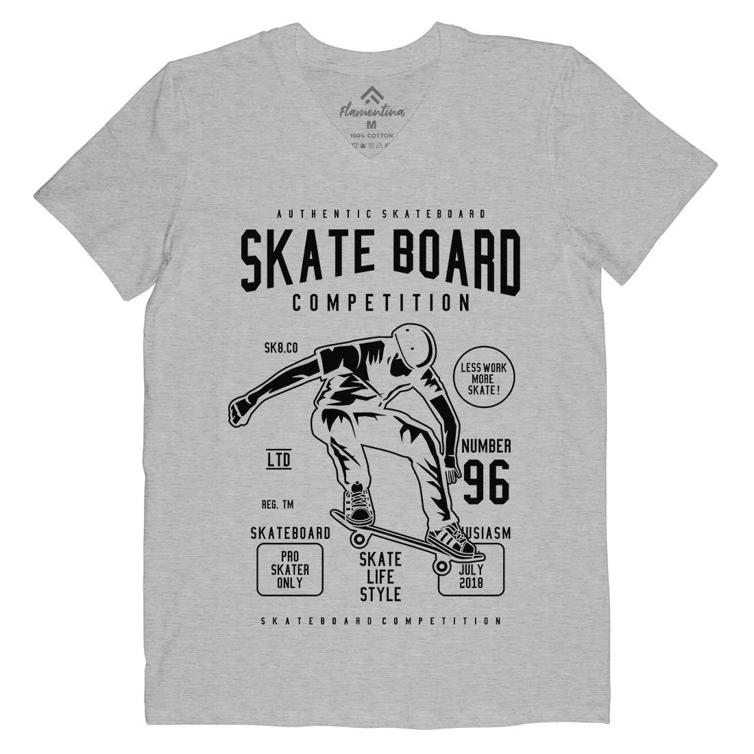 Skateboard Competition Mens V-Neck T-Shirt Skate B623