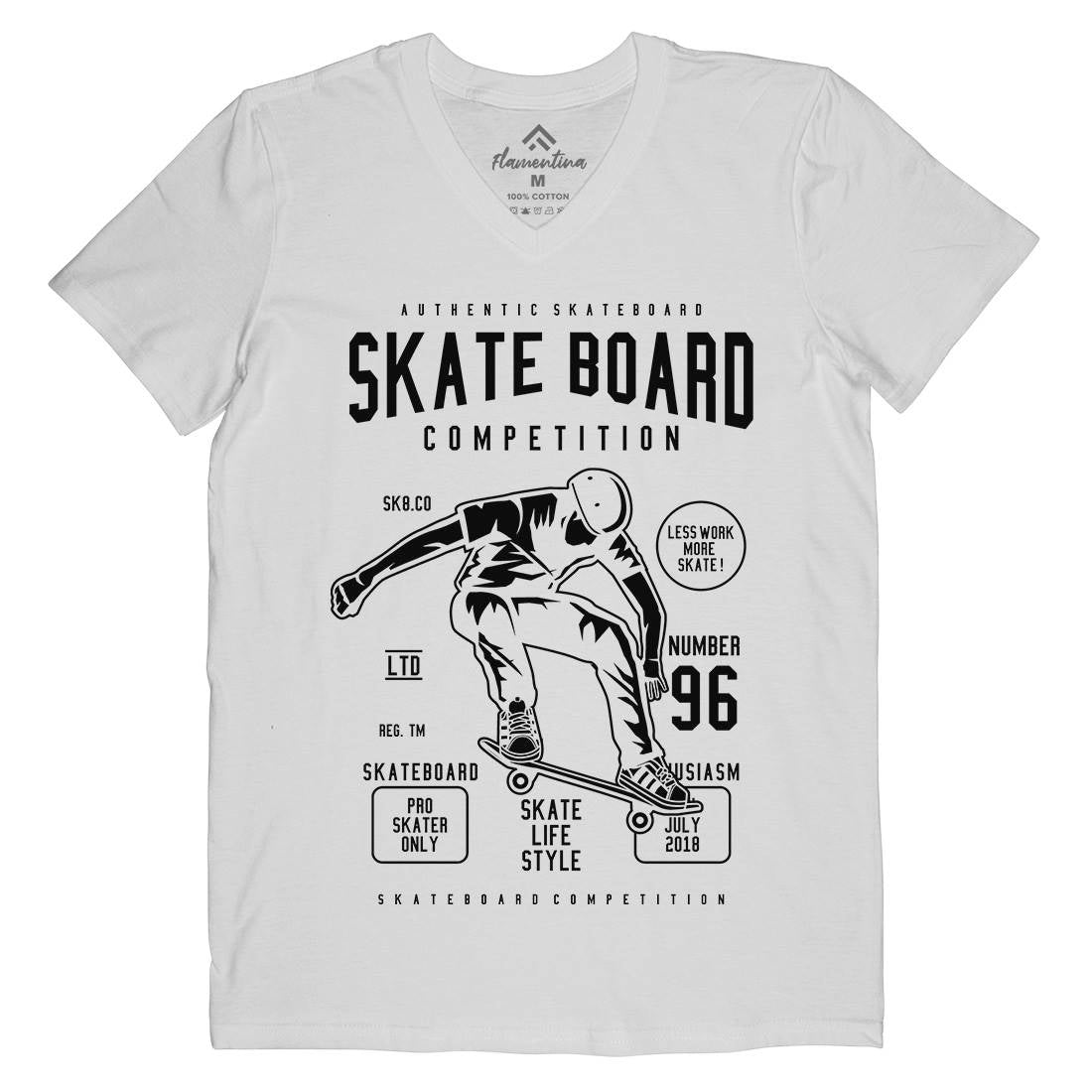 Skateboard Competition Mens Organic V-Neck T-Shirt Skate B623