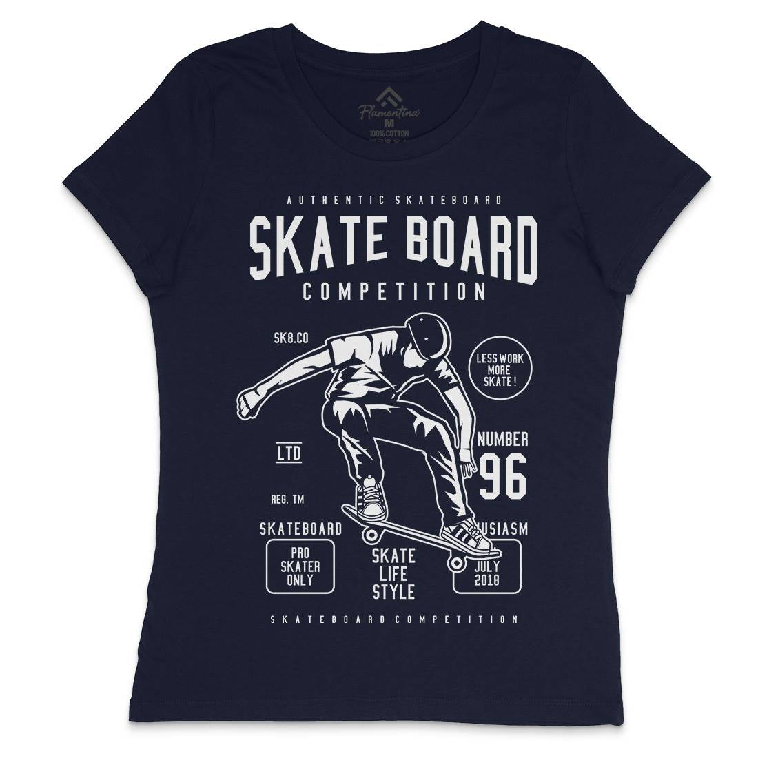 Skateboard Competition Womens Crew Neck T-Shirt Skate B623