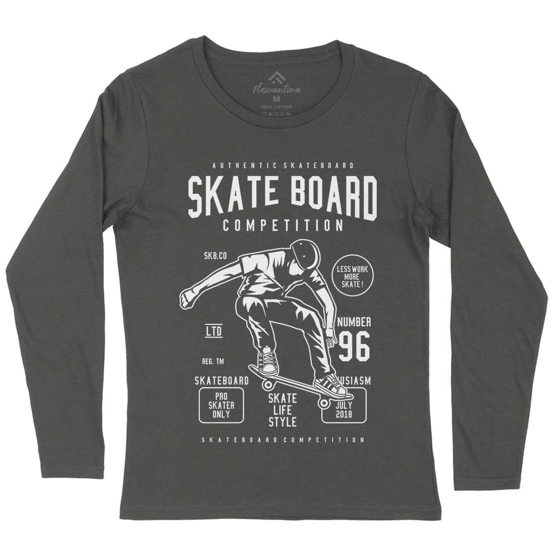 Skateboard Competition Womens Long Sleeve T-Shirt Skate B623