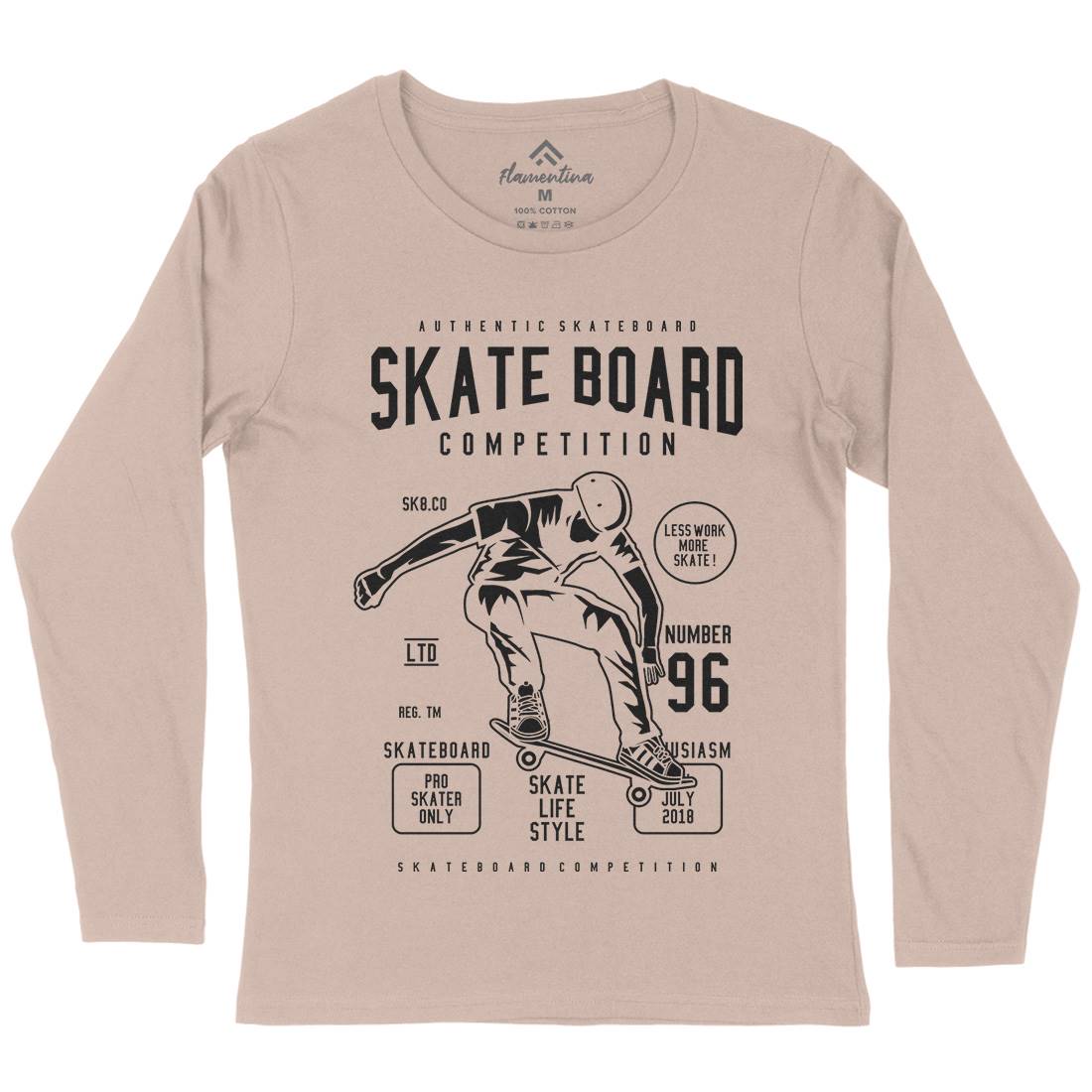 Skateboard Competition Womens Long Sleeve T-Shirt Skate B623