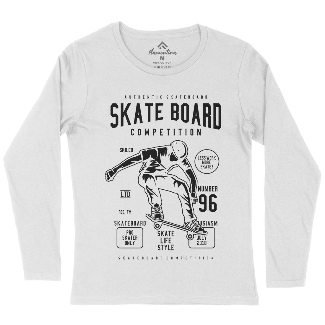 Skateboard Competition Womens Long Sleeve T-Shirt Skate B623