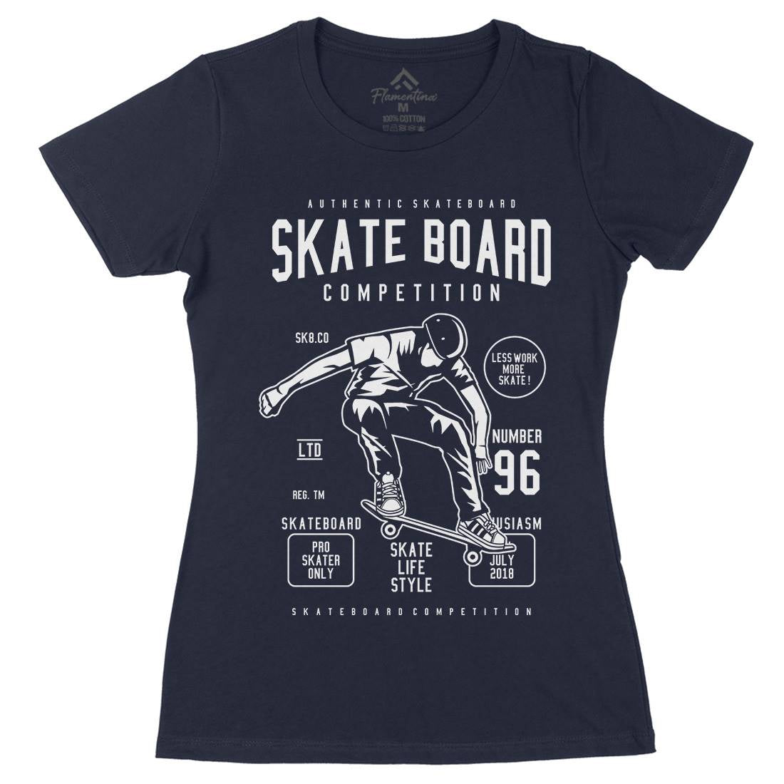 Skateboard Competition Womens Organic Crew Neck T-Shirt Skate B623