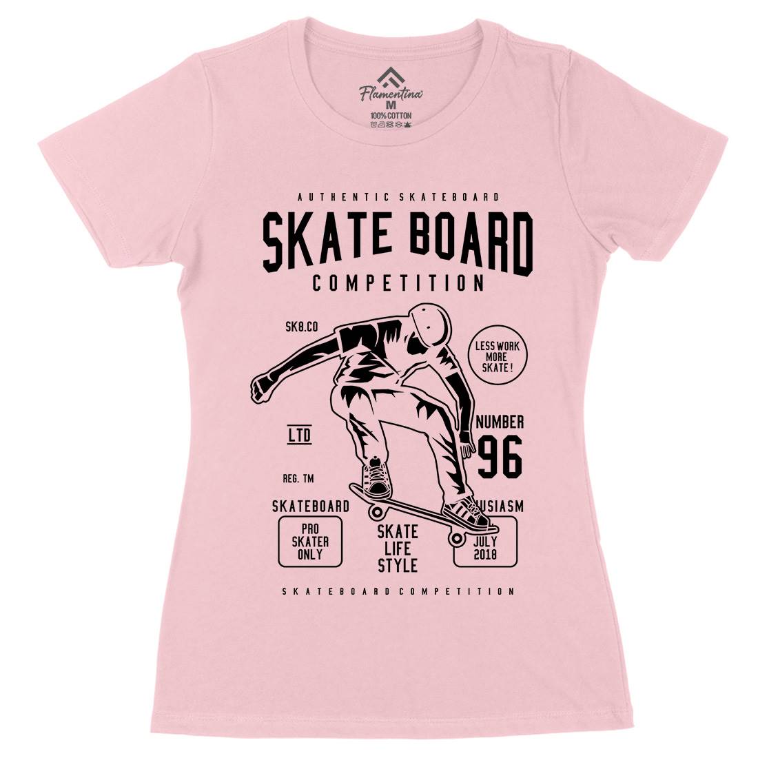 Skateboard Competition Womens Organic Crew Neck T-Shirt Skate B623