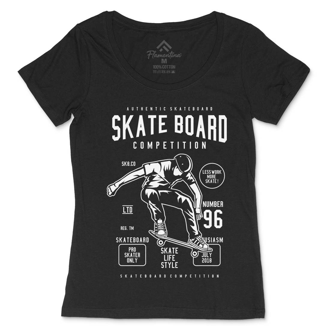 Skateboard Competition Womens Scoop Neck T-Shirt Skate B623
