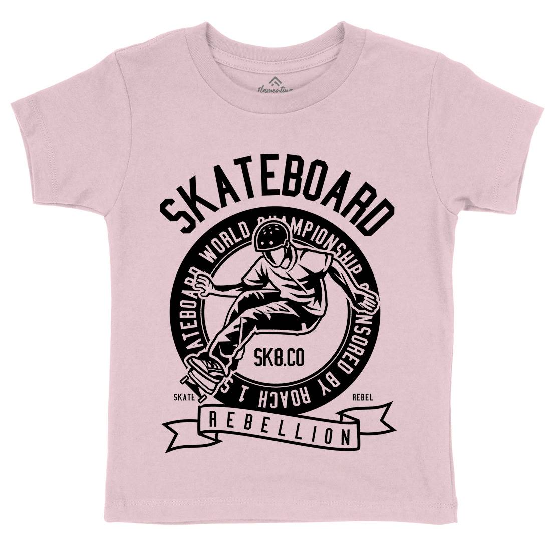 Skateboard Rebellion Kids Organic Crew Neck T-Shirt Skate B624