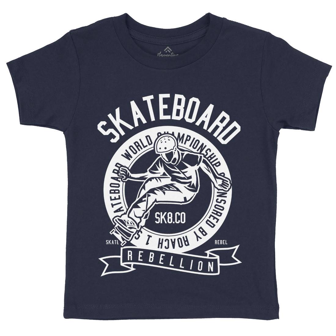 Skateboard Rebellion Kids Organic Crew Neck T-Shirt Skate B624