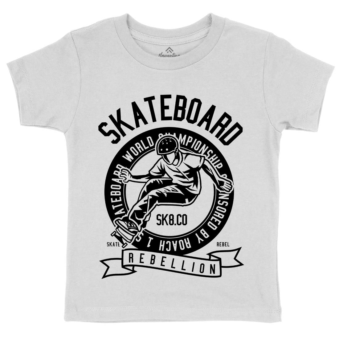 Skateboard Rebellion Kids Organic Crew Neck T-Shirt Skate B624