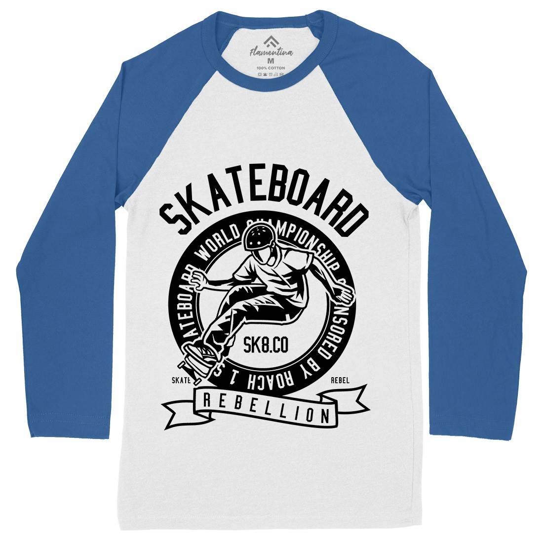 Skateboard Rebellion Mens Long Sleeve Baseball T-Shirt Skate B624