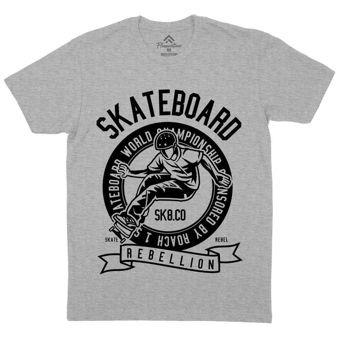 Skateboard Rebellion Mens Organic Crew Neck T-Shirt Skate B624