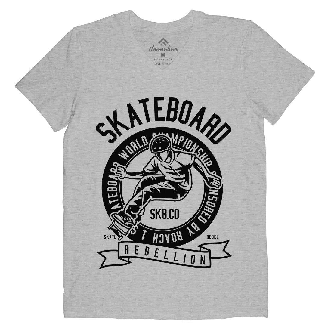 Skateboard Rebellion Mens V-Neck T-Shirt Skate B624