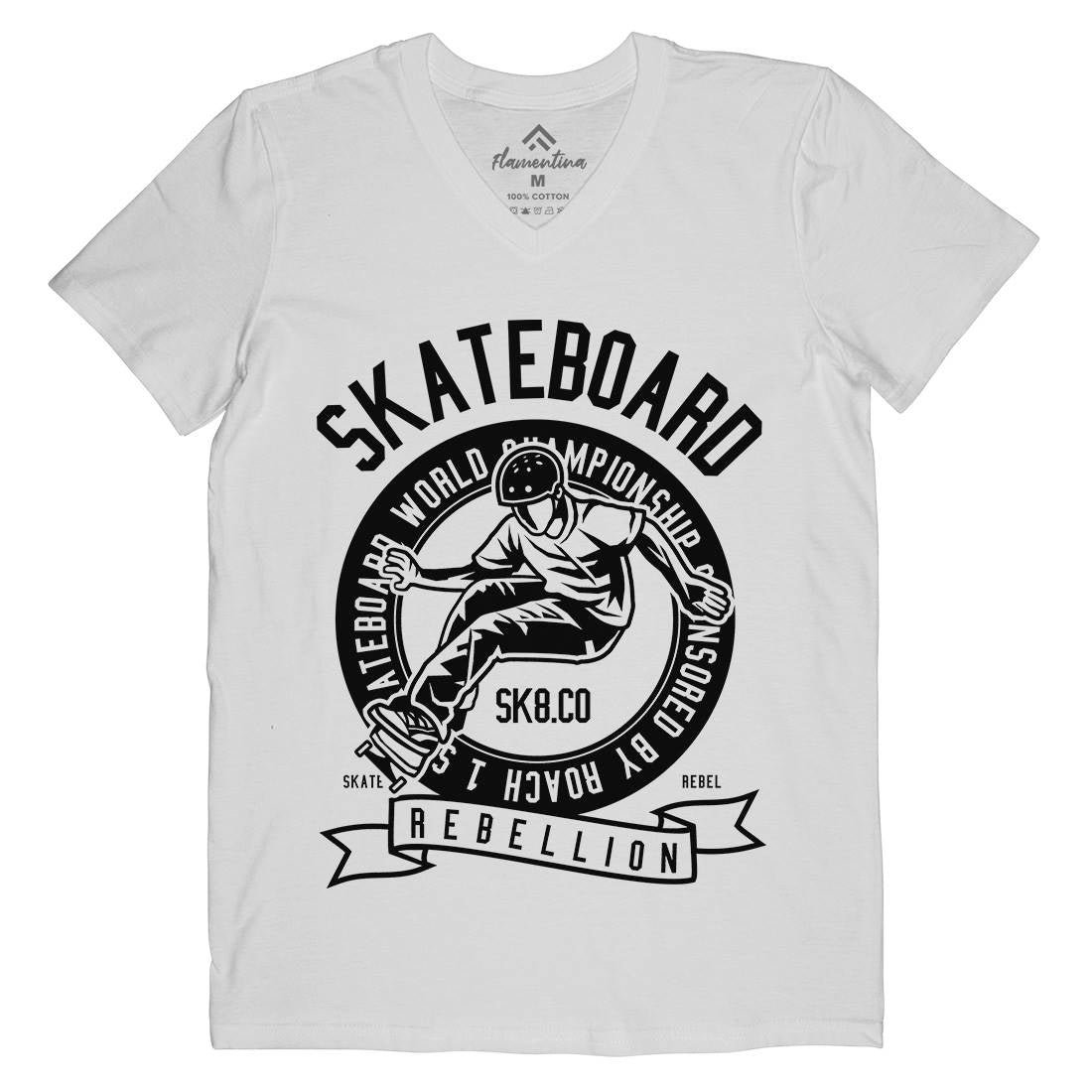 Skateboard Rebellion Mens V-Neck T-Shirt Skate B624