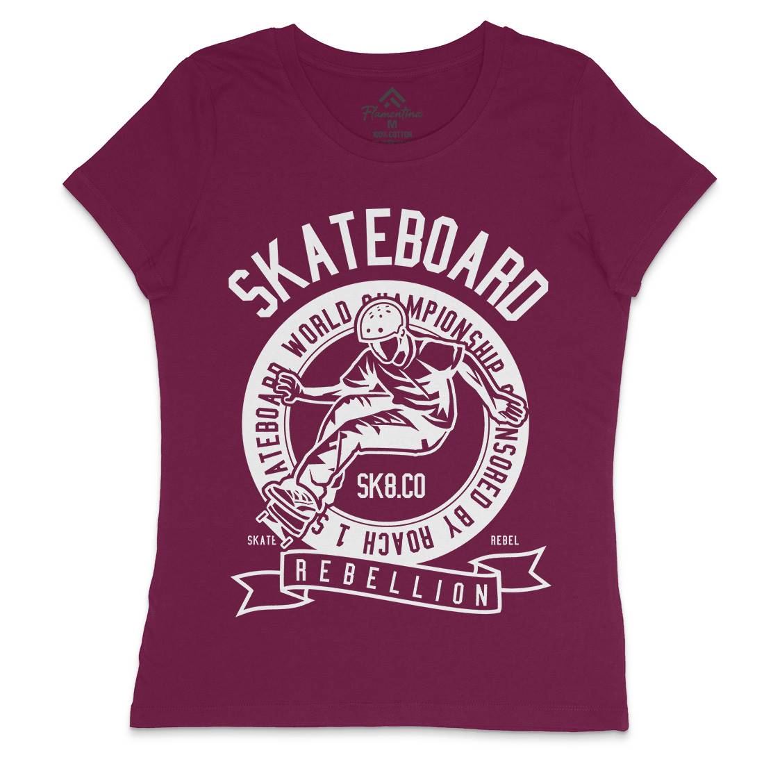 Skateboard Rebellion Womens Crew Neck T-Shirt Skate B624
