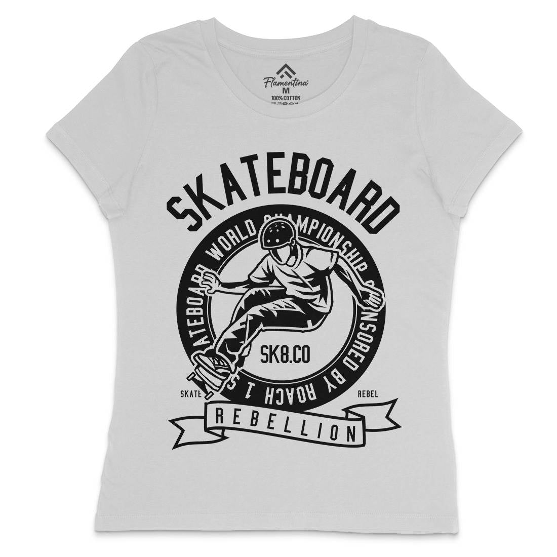 Skateboard Rebellion Womens Crew Neck T-Shirt Skate B624