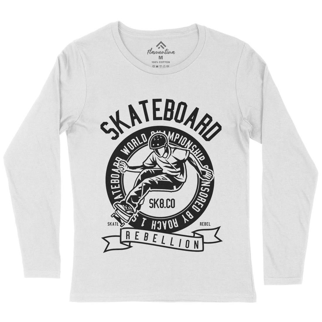 Skateboard Rebellion Womens Long Sleeve T-Shirt Skate B624