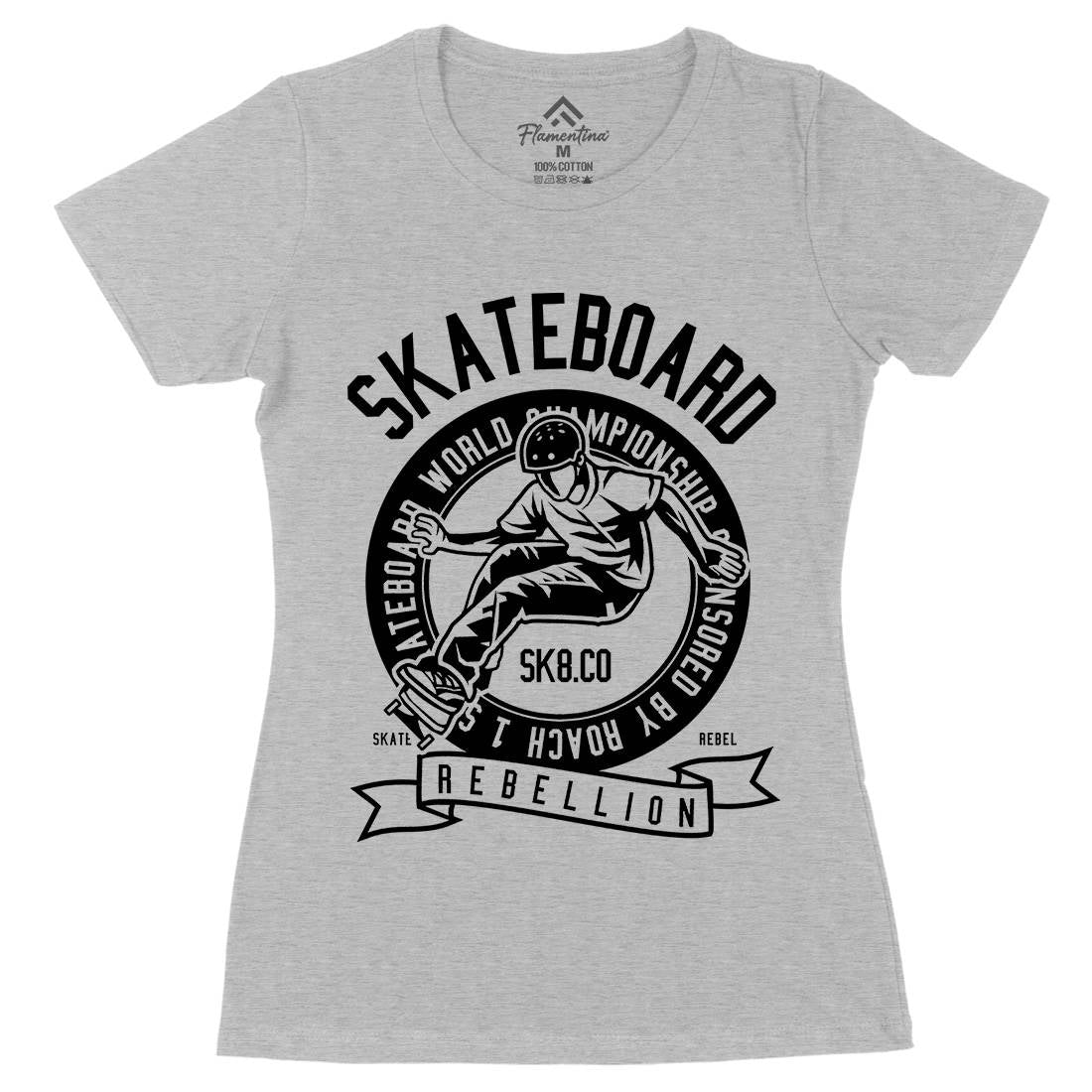 Skateboard Rebellion Womens Organic Crew Neck T-Shirt Skate B624