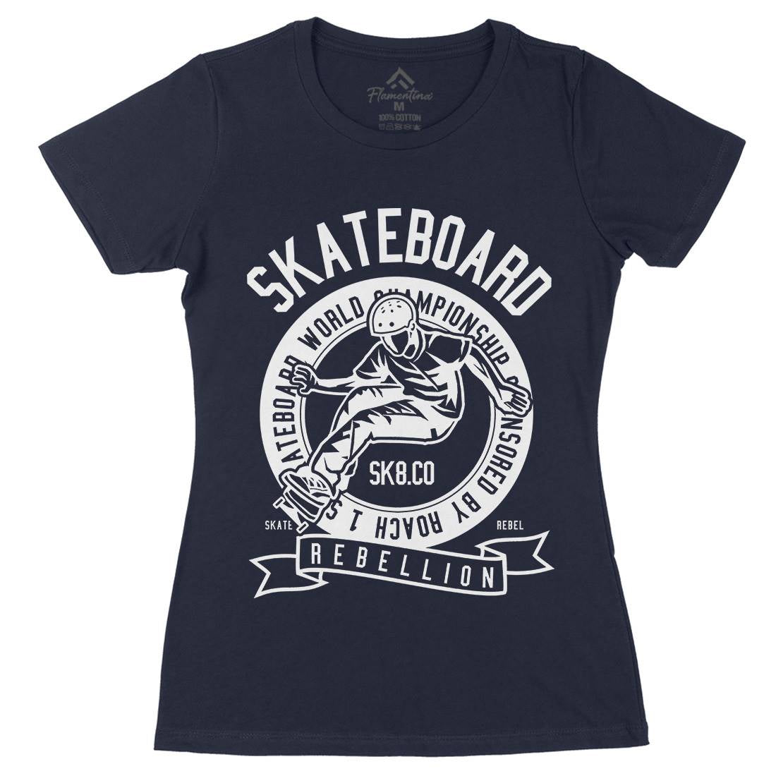 Skateboard Rebellion Womens Organic Crew Neck T-Shirt Skate B624