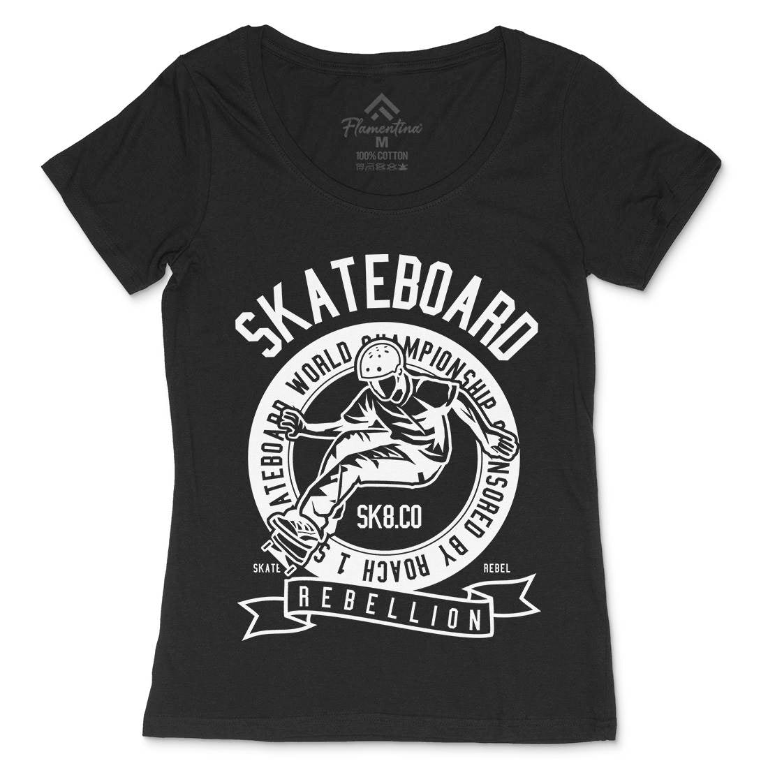Skateboard Rebellion Womens Scoop Neck T-Shirt Skate B624