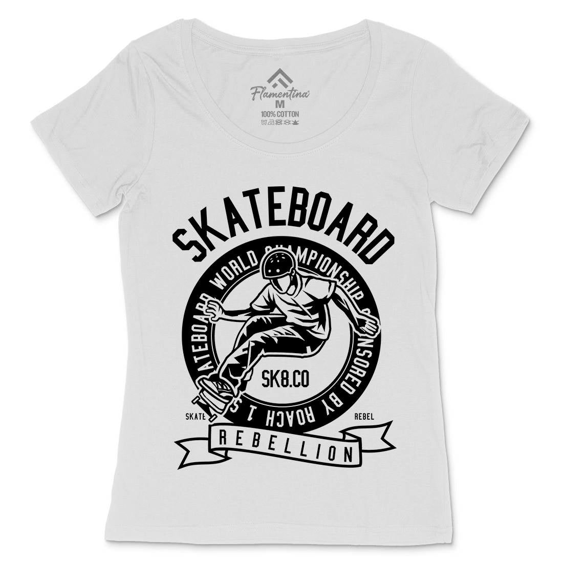 Skateboard Rebellion Womens Scoop Neck T-Shirt Skate B624