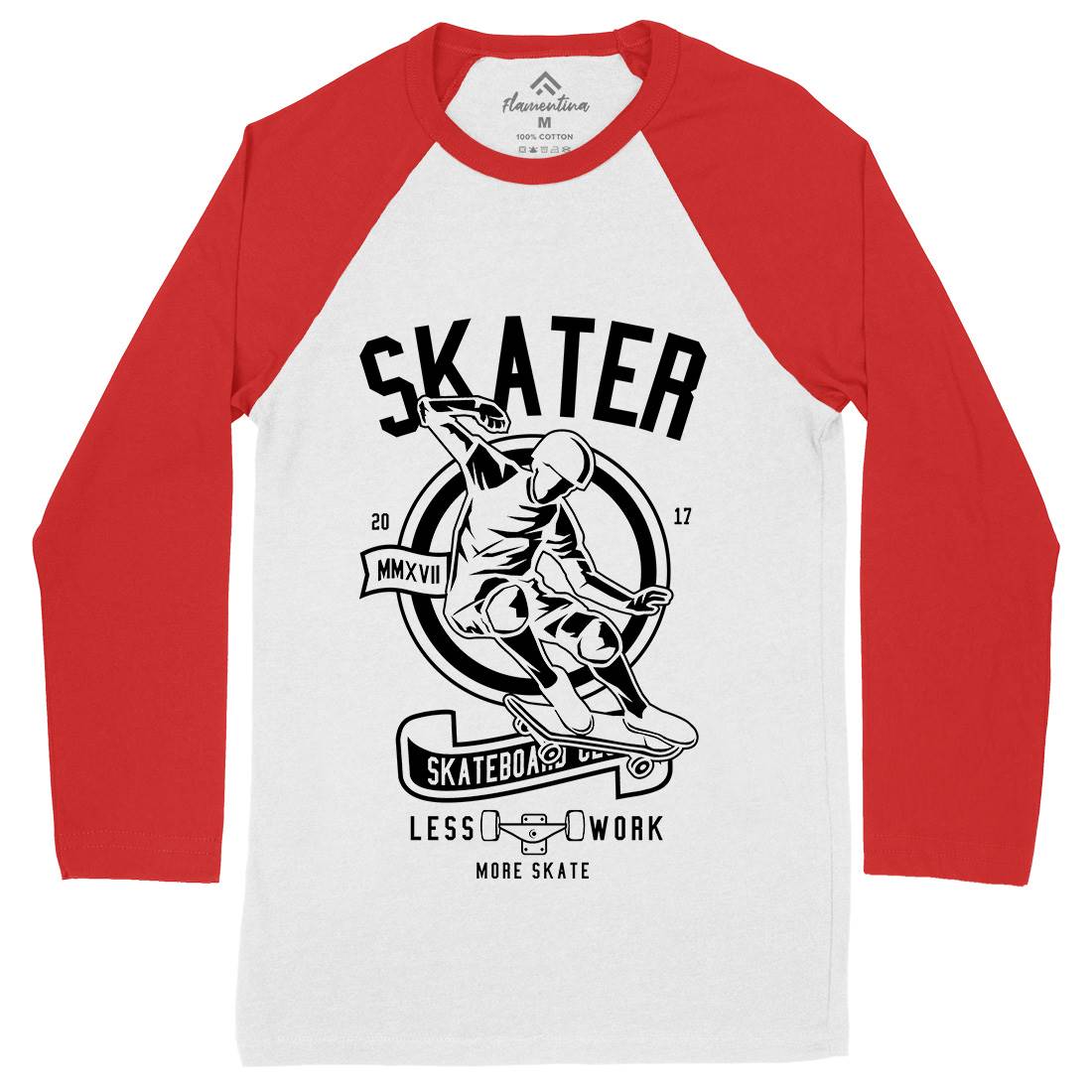 Skater Mens Long Sleeve Baseball T-Shirt Skate B625