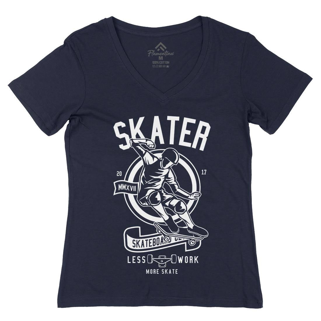 Skater Womens Organic V-Neck T-Shirt Skate B625