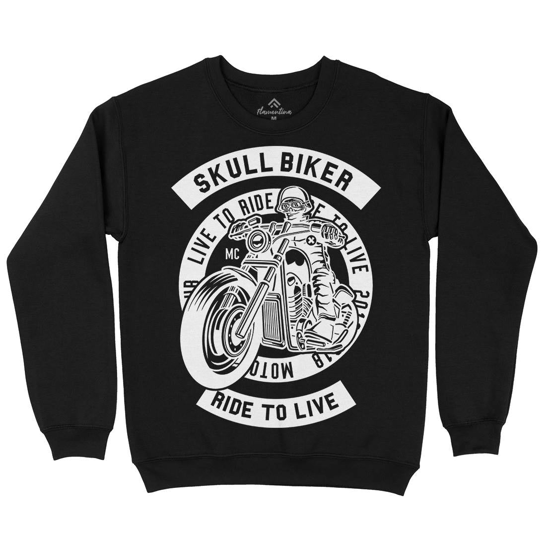 Skull Biker Mens Crew Neck Sweatshirt Bikes B626