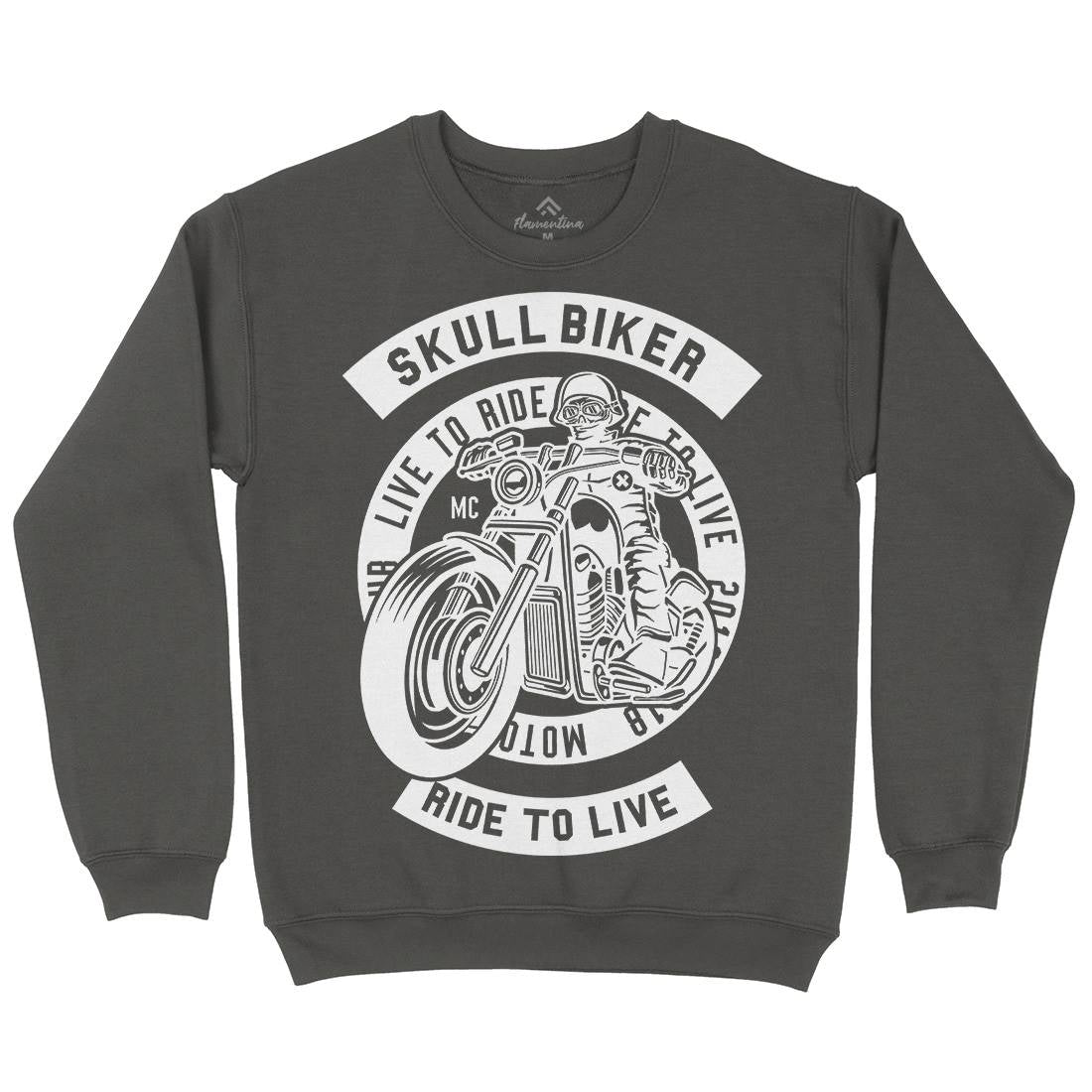 Skull Biker Mens Crew Neck Sweatshirt Bikes B626