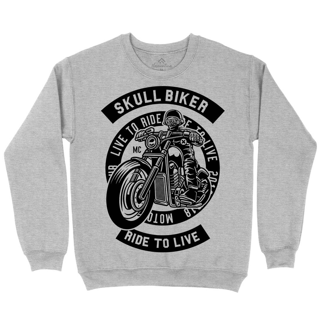 Skull Biker Kids Crew Neck Sweatshirt Bikes B626