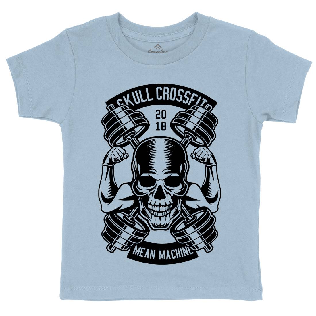 Skull Cross Fit Kids Crew Neck T-Shirt Gym B627