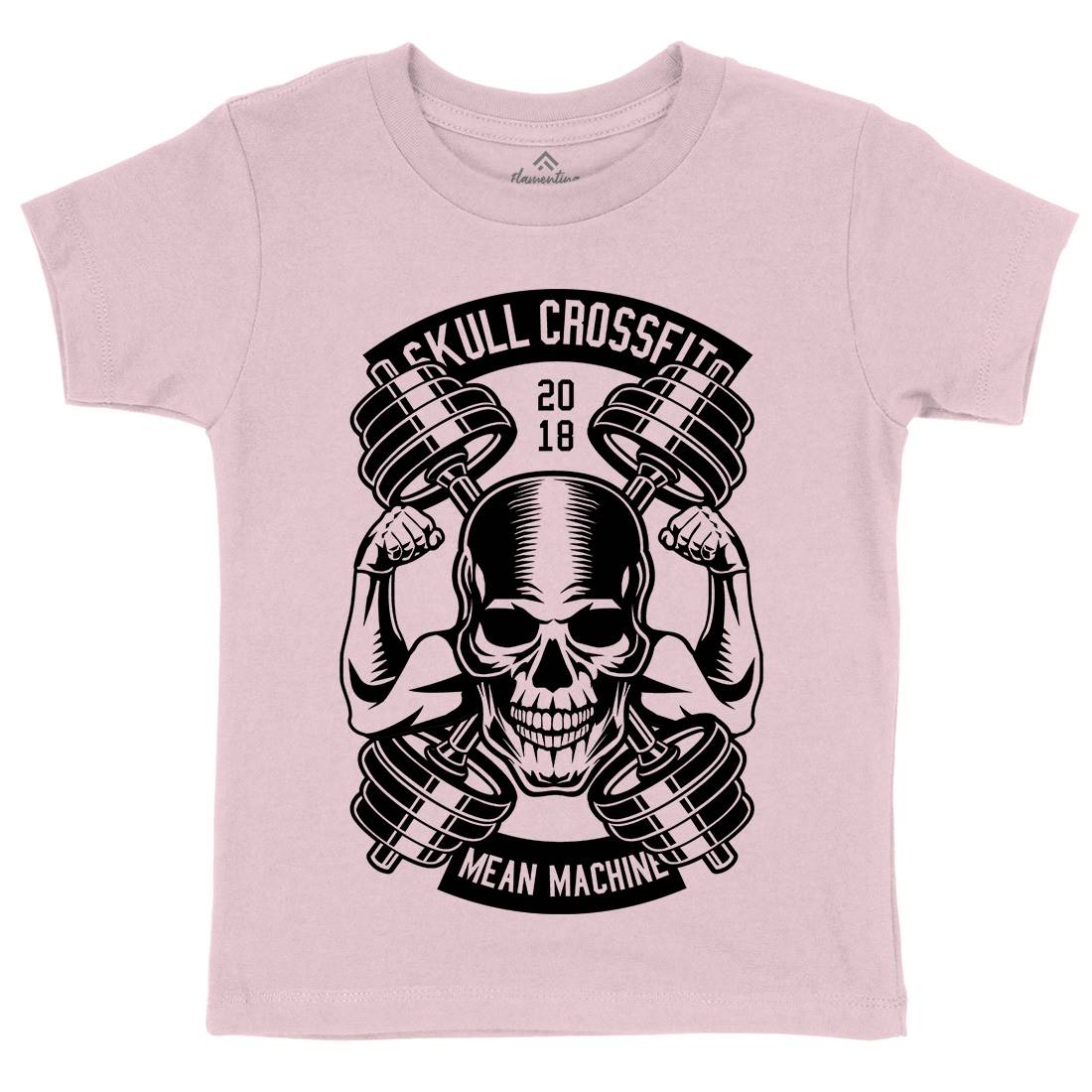 Skull Cross Fit Kids Crew Neck T-Shirt Gym B627