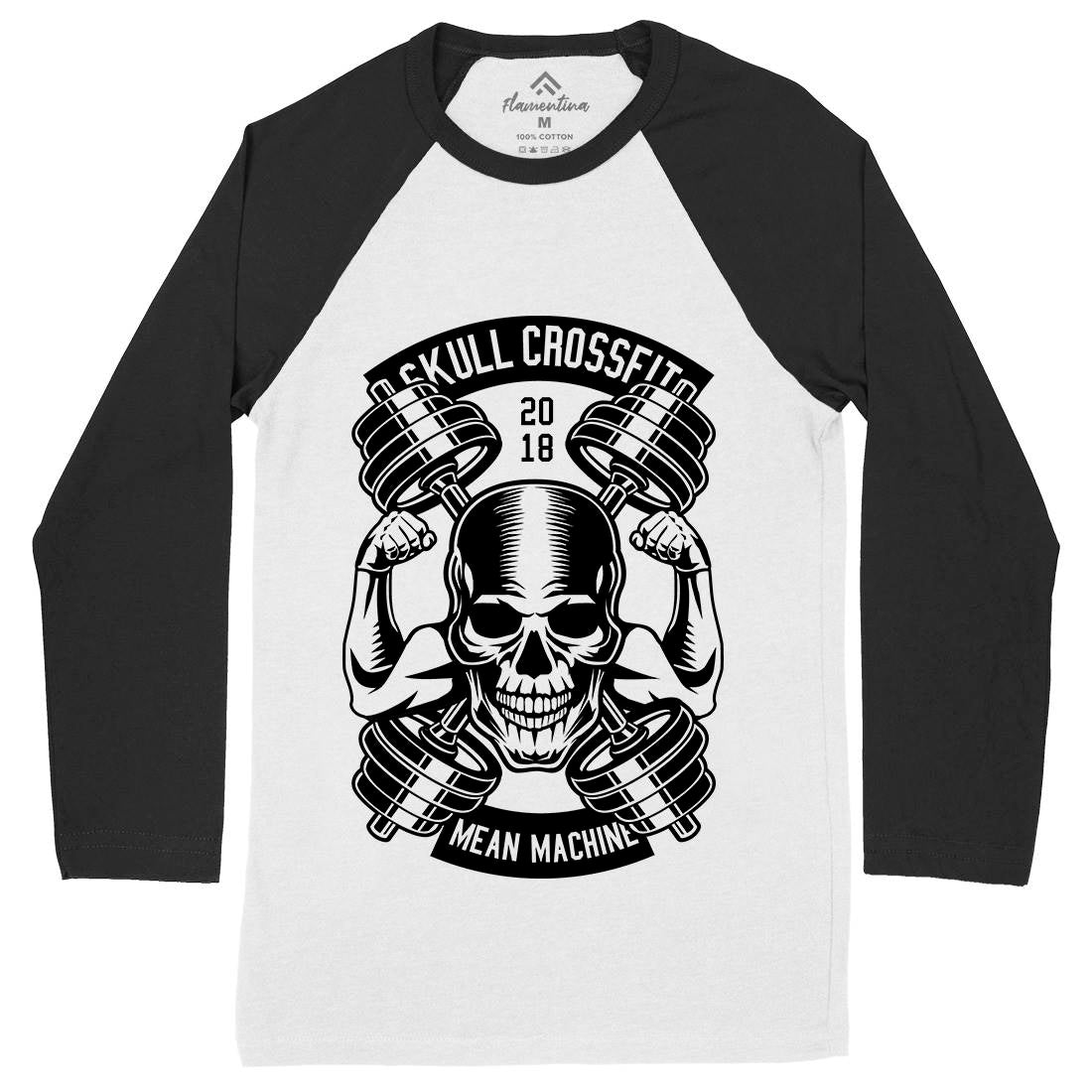 Skull Cross Fit Mens Long Sleeve Baseball T-Shirt Gym B627