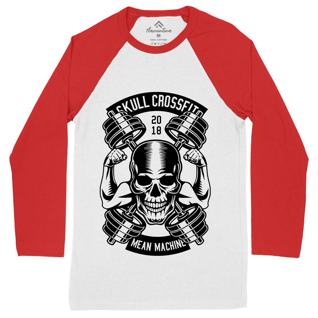 Skull Cross Fit Mens Long Sleeve Baseball T-Shirt Gym B627
