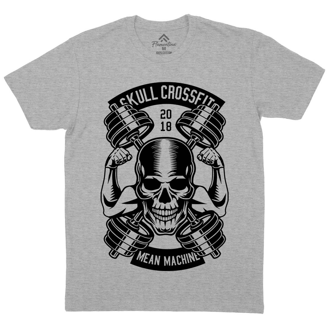 Skull Cross Fit Mens Organic Crew Neck T-Shirt Gym B627