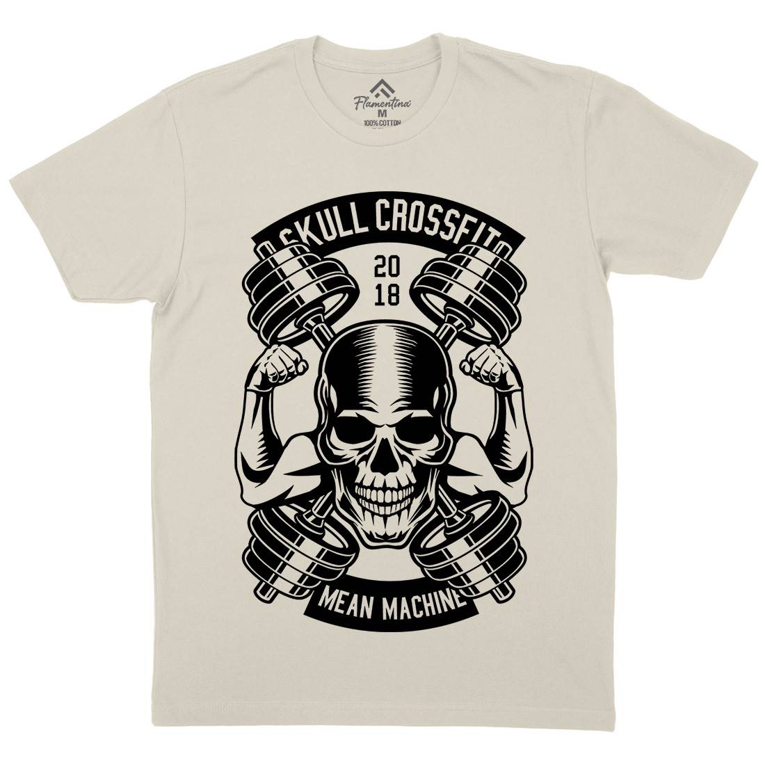 Skull Cross Fit Mens Organic Crew Neck T-Shirt Gym B627