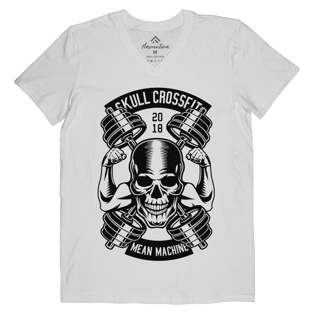 Skull Cross Fit Mens V-Neck T-Shirt Gym B627