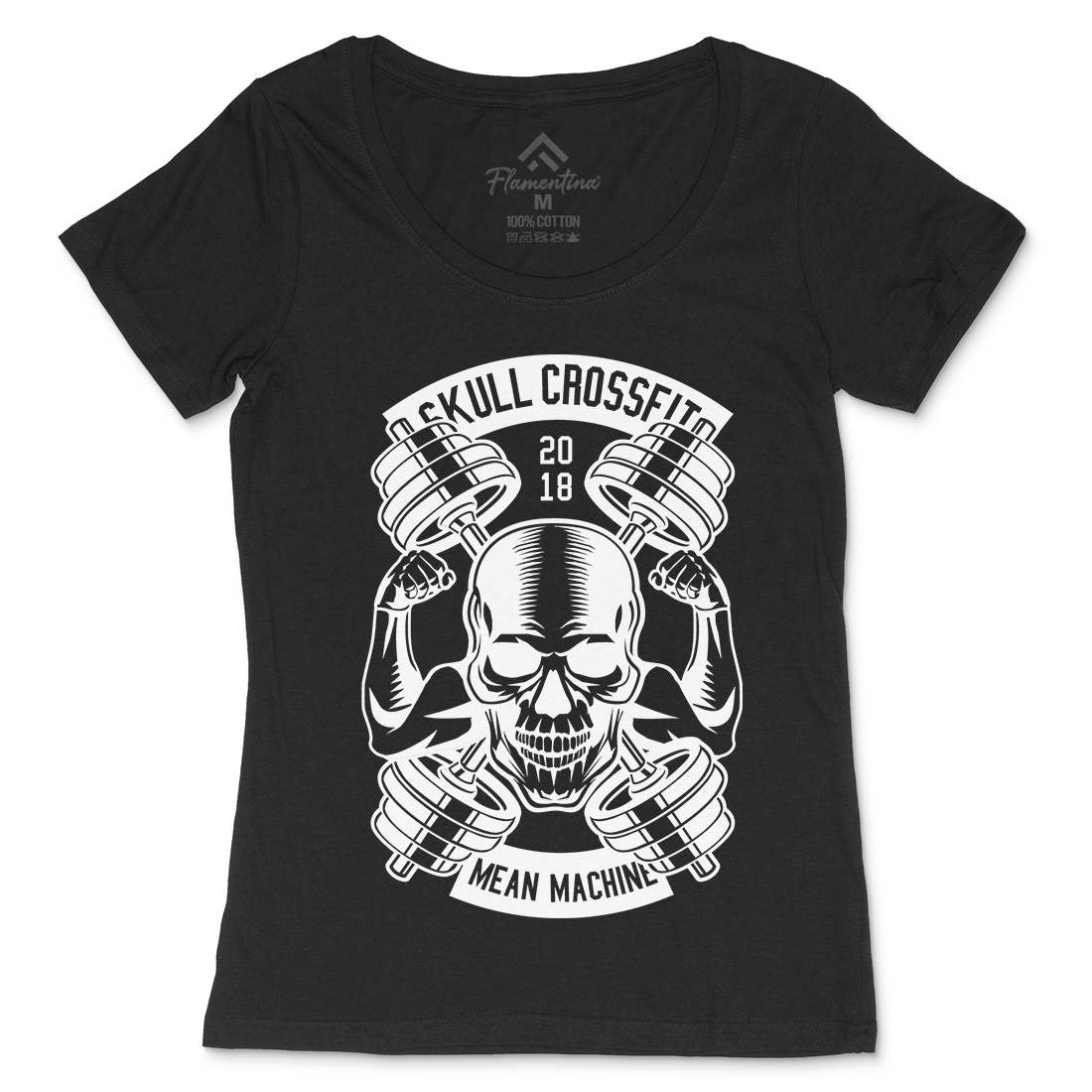 Skull Cross Fit Womens Scoop Neck T-Shirt Gym B627