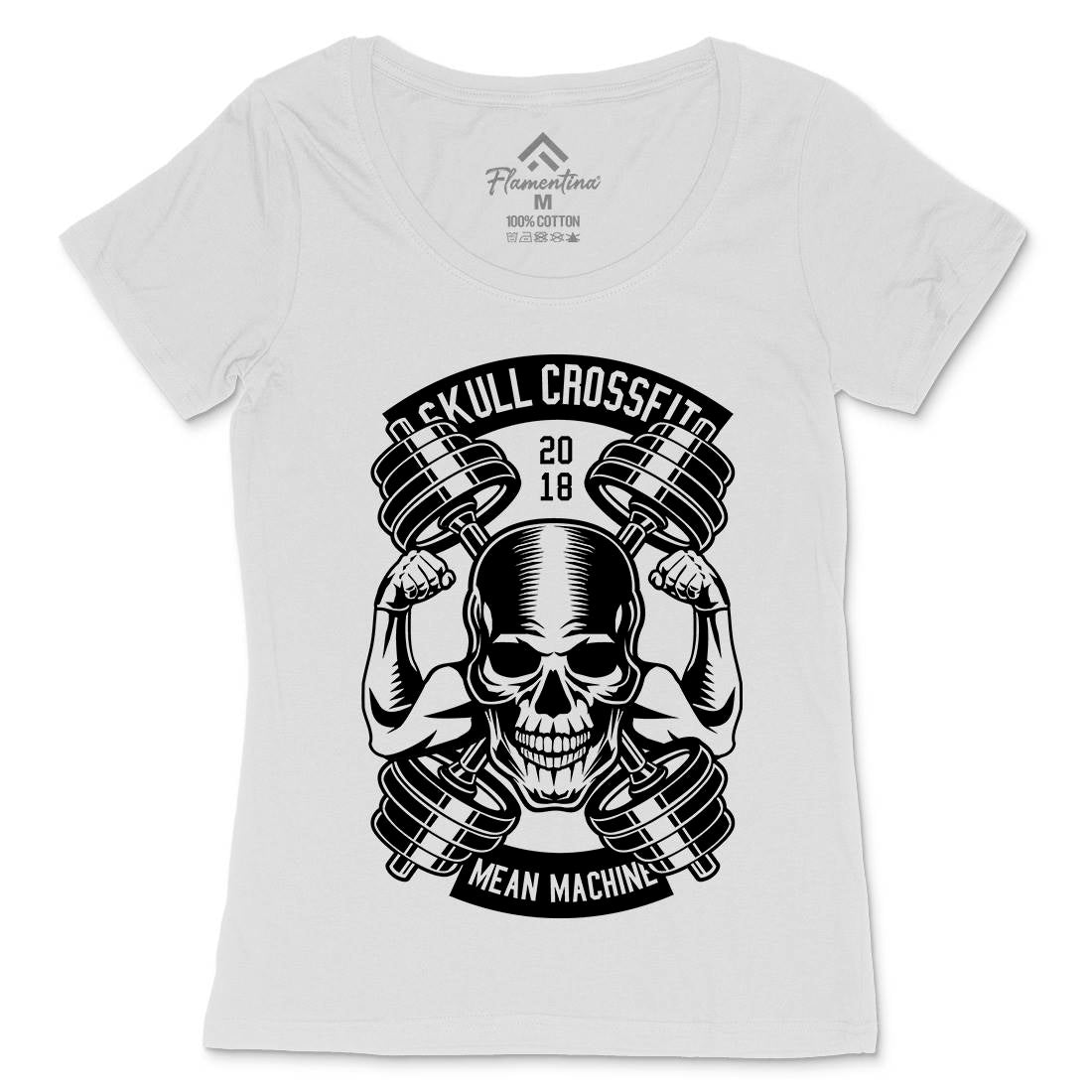 Skull Cross Fit Womens Scoop Neck T-Shirt Gym B627