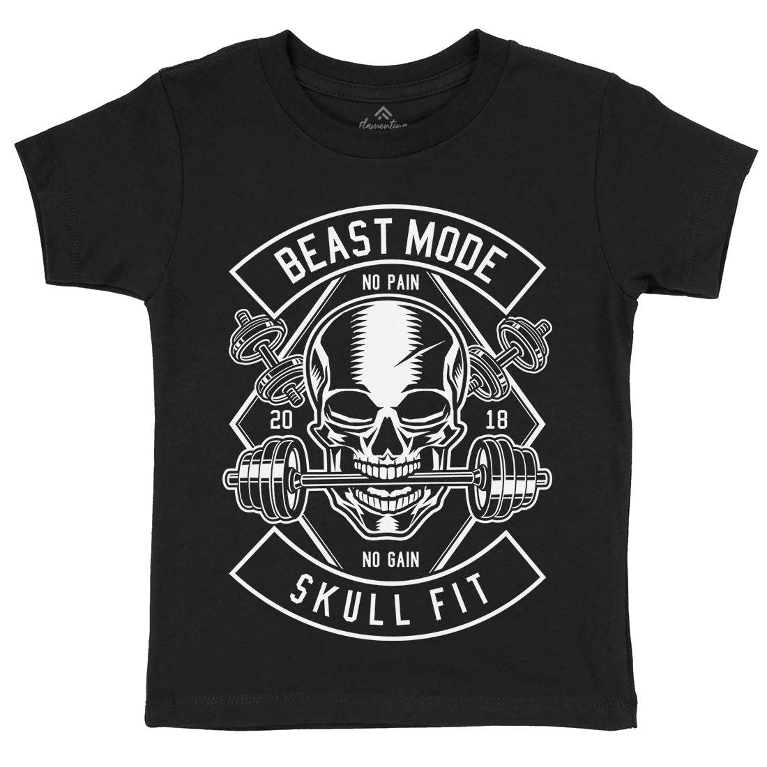 Skull Fit Kids Organic Crew Neck T-Shirt Gym B628