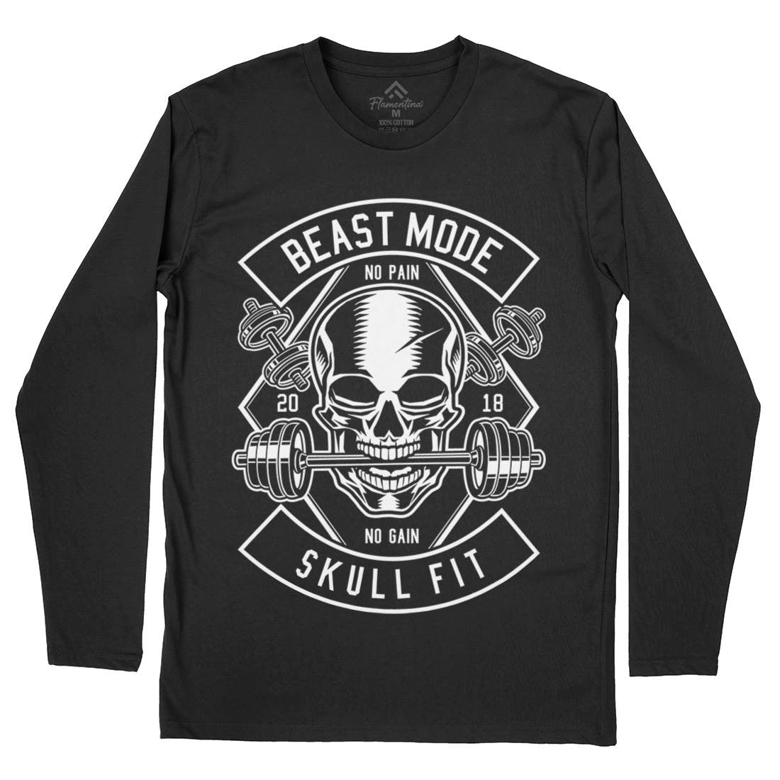 Skull Fit Mens Long Sleeve T-Shirt Gym B628
